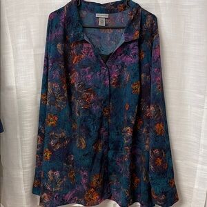 Catherines 4X Women's Floral Top button-down plus size 30/32W